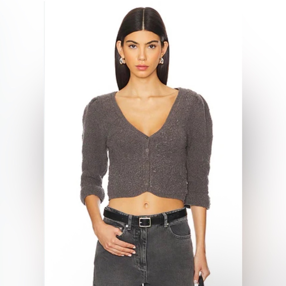 NWT free people grey geo floral cardi